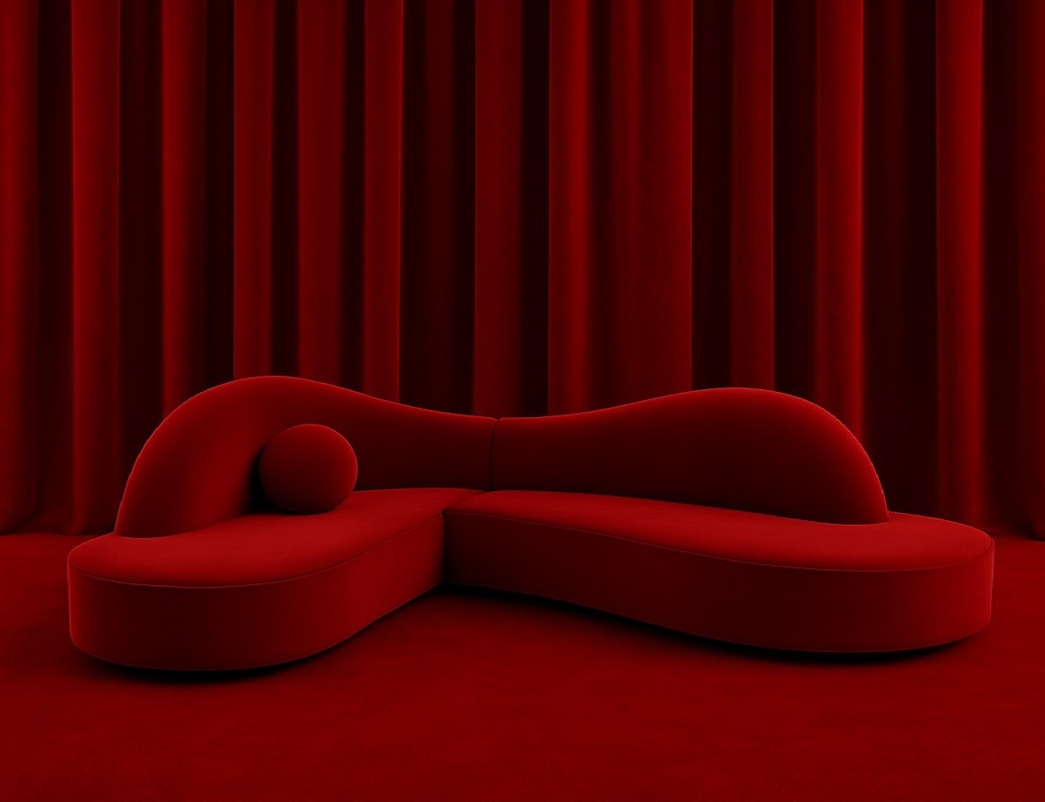 Sectional Sofa in Red Velvet